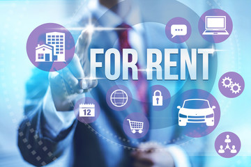 For rent concept illustration with multiple icons