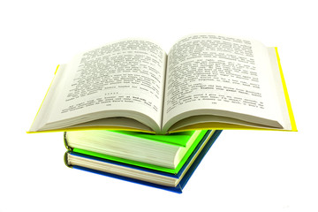 Several multicolored bright books isolated on white background