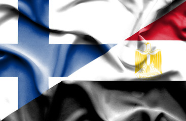 Waving flag of Egypt and Finland