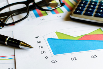 Desk office business financial accounting calculate, Graph analy