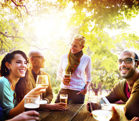 Diverse People Friends Hanging Out Drinking Concept