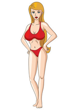 Sexy Girl In Red Bikini