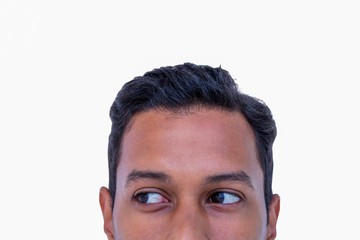 Close up of a hipster looking away