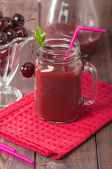 homemade cherries drink with fresh cherry