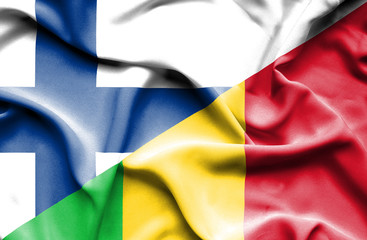 Waving flag of Mali and Finland