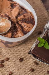 Chocolate ice cream with dark chocolate
