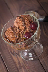 Chocolate ice cream  with syrup