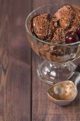 Chocolate ice cream  with syrup