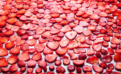 Sliced strawberries. fruit