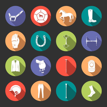 Vector set of icons and sign of polo