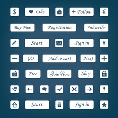 Vector set of white buttons and web elements for design websites