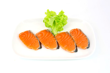 isolated slice of salmon