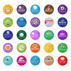 Obraz premium Restaurant Flat Icons Set: Vector Illustration, Graphic Design. Collection Of Colorful Icons. For Web, Websites, Print, Presentation Templates, Mobile Applications And Promotional Materials