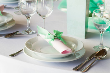 table set for wedding or another catered event dinner