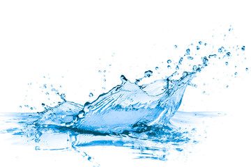 blue water splash, isolated on white background