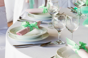 table set for wedding or another catered event dinner