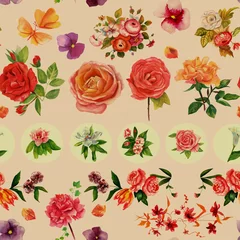  Complex vintage style watercolour flowers seamless pattern © laplateresca