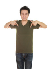 man with blank t-shirt