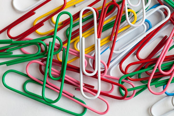 Paper clips on a white background