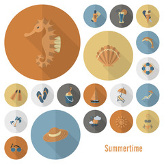 Summer and Beach Simple Flat Icons