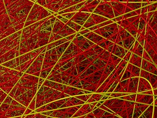 3d abstract of tangled wires.