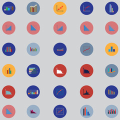 Graphs, pie charts. Items for business, statistics and reports. Flat