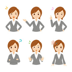 女性　ビジネス　ポーズ　セット