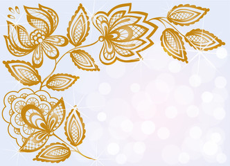 beautiful background bokeh highlights and decorated with carved floral pattern