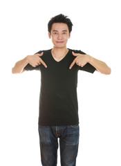 man with blank t-shirt