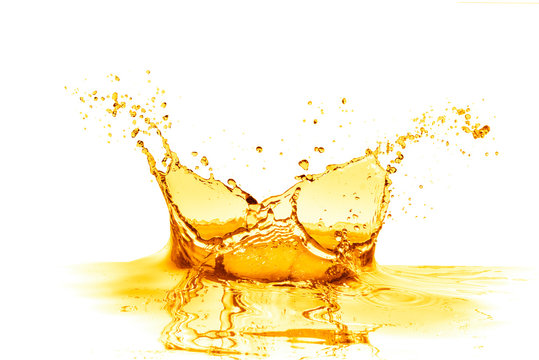 orange juice splash, isolated on white