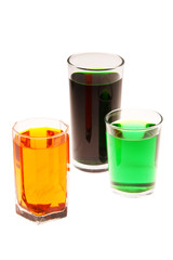 colorful water in the glasses