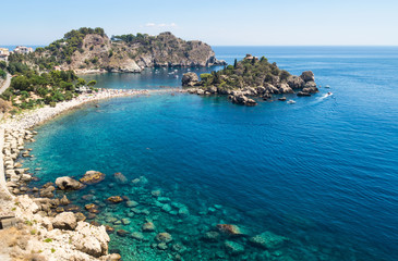Panoramic view of Isola Bella, Taormina - obrazy, fototapety, plakaty