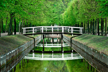 wooden white bridge