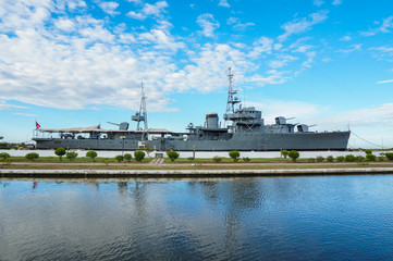 Fototapeta premium HTMS Maeklong battleship museum at chulachomklao fort,samut prakan province,Thailand