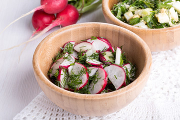 Salad with red radish and dill