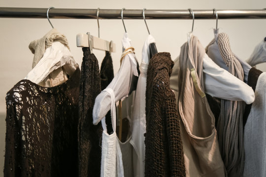 Clothes on the rack in the store