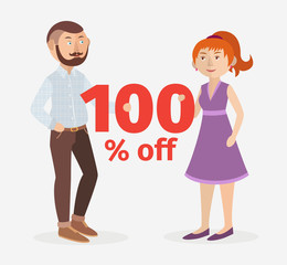 vector/ couple hold 100 % off sign