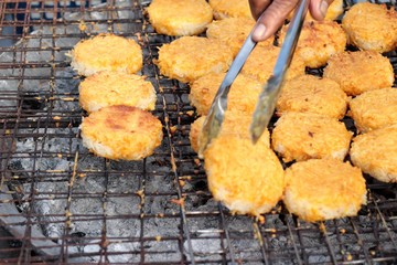 Sticky rice grilled asia food
