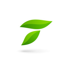 Letter T eco leaves logo icon design template elements