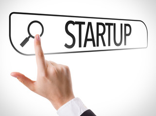 Startup written in search bar on virtual screen