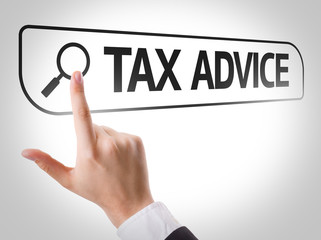 Tax Advice written in search bar on virtual screen