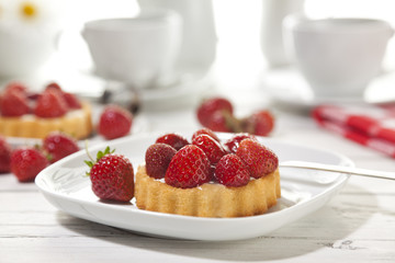Strawberry Tartlet on coffee table