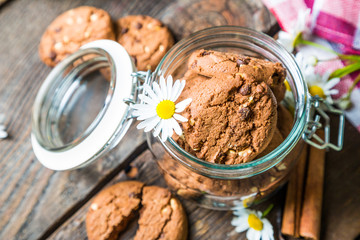 Chocolate cookies in a jar