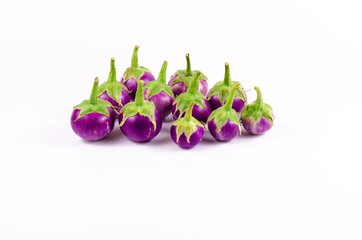 Fresh purple eggplant isolated on white background