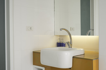 Luxury wash basin in a bathroom, an interior modern design.
