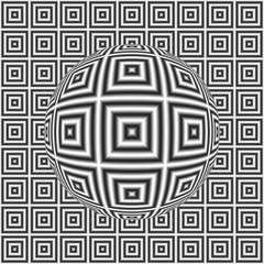 Black and white optical illusion square pattern with 3D sphere © Natalia Bykova