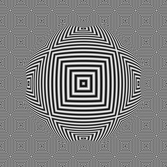Fototapeta premium Black and white optical illusion square seamless pattern with 3D sphere