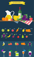 infographics flat vector food with still life