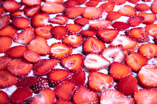 Sliced strawberries. fruit