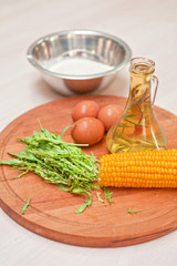 Ingredients for corn pancakes